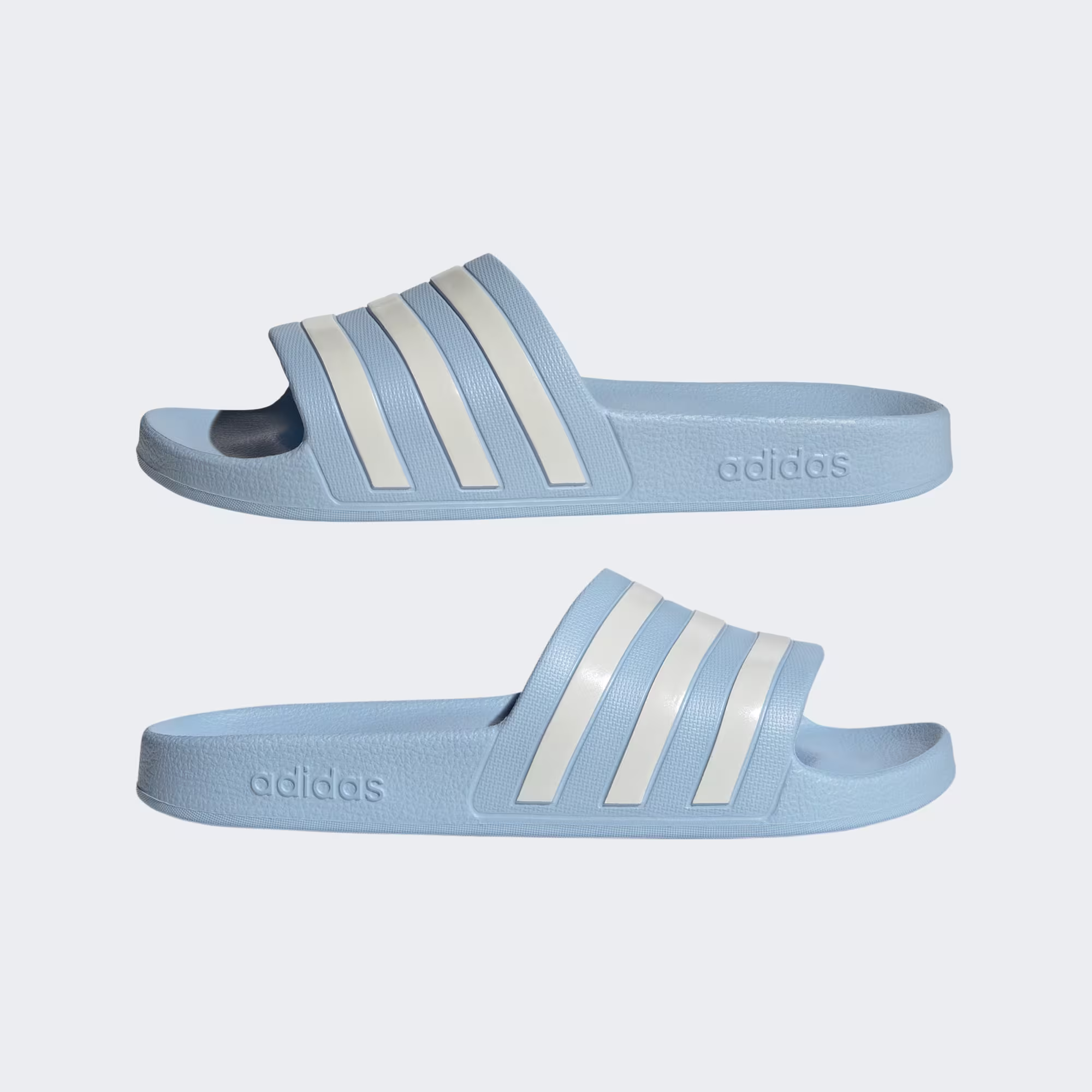 Adidas Adilette Aqua Slides - Glow Blue/ Zero Metalic/ Zero Metalic
