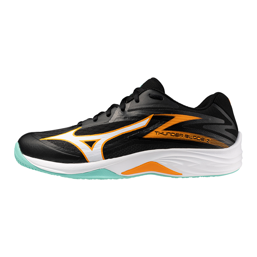 Mizuno Thunder Blade Z indoor court shoes - Black / Tangelo / Ice Green