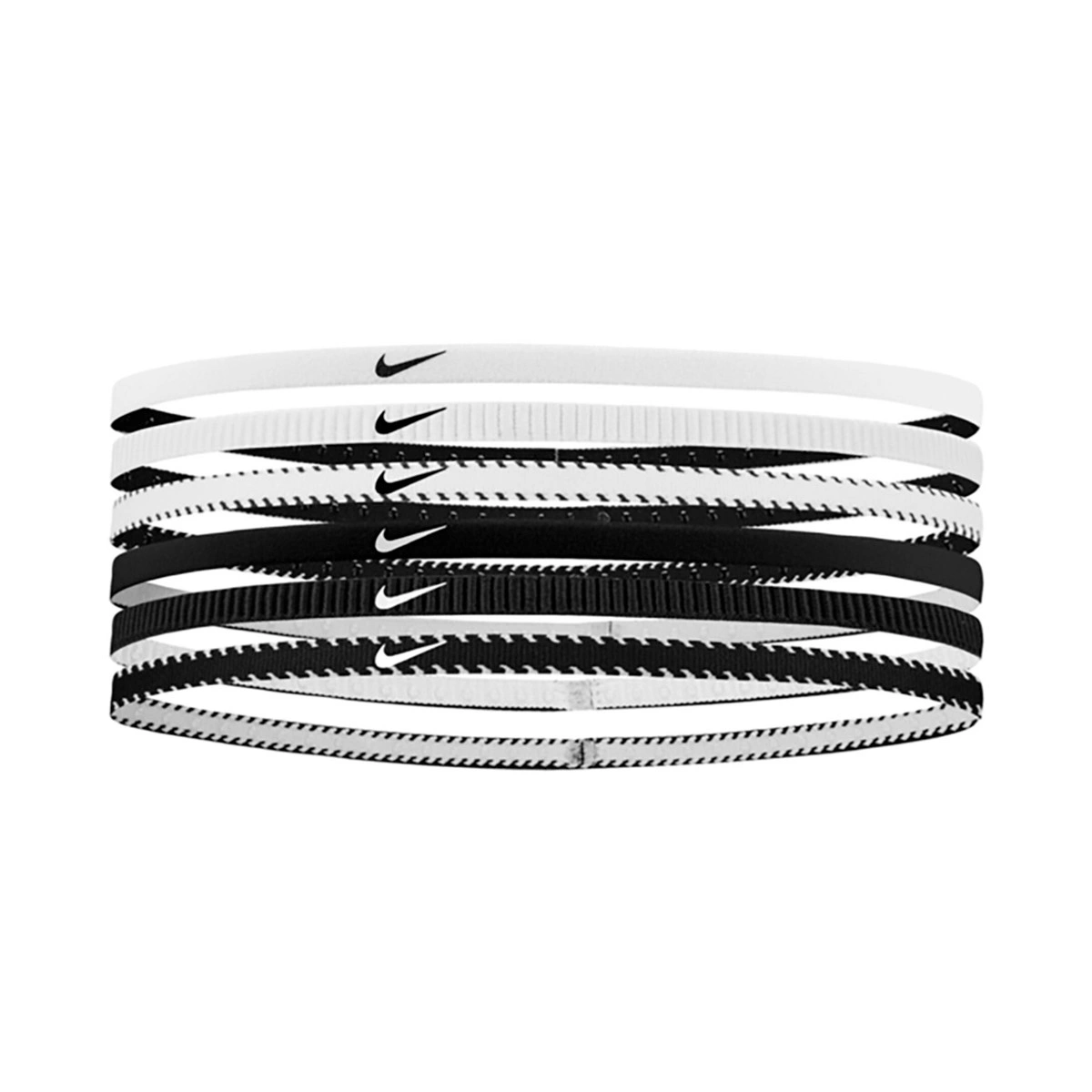 Nike Elastic Headbands 6-Pack - Black/White/Black